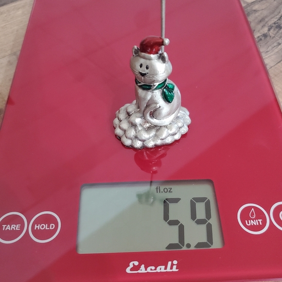 Pewter silver cat kitten place card picture holder Christmas santa cat and fish - Picture 13 of 14